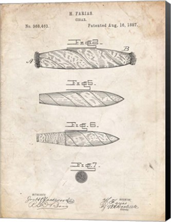 Framed Cigar Patent - Vintage Parchment Print