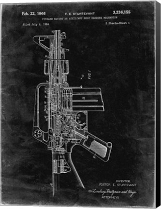 Framed Firearm With Auxiliary Bolt Closure Mechanism Patent - Black Grunge Print