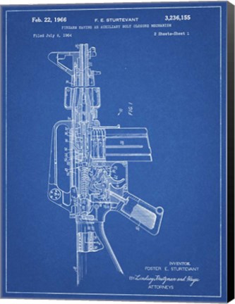 Framed Firearm With Auxiliary Bolt Closure Mechanism Patent - Blueprint Print