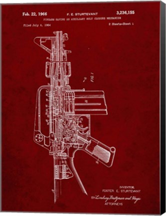 Framed Firearm With Auxiliary Bolt Closure Mechanism Patent - Burgundy Print