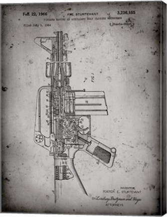 Framed Firearm With Auxiliary Bolt Closure Mechanism Patent - Faded Grey Print