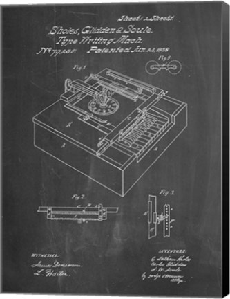 Framed Type Writing Machine Patent - Chalkboard Print