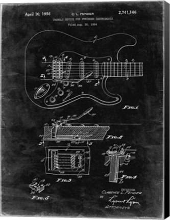 Framed Tremolo Device for Stringed Instruments Patent - Black Grunge Print