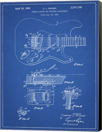 Framed Tremolo Device for Stringed Instruments Patent - Blueprint Print