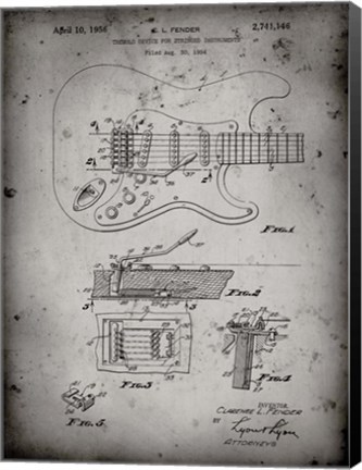Framed Tremolo Device for Stringed Instruments Patent - Faded Grey Print
