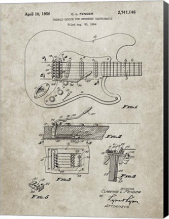 Framed Tremolo Device for Stringed Instruments Patent - Sandstone Print