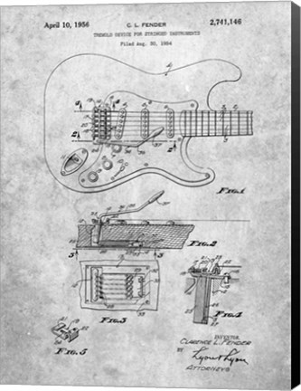 Framed Tremolo Device for Stringed Instruments Patent - Slate Print