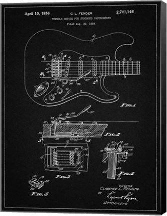 Framed Tremolo Device for Stringed Instruments Patent - Vintage Black Print