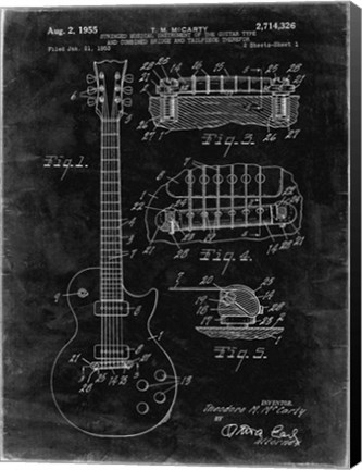 Framed Guitar &amp; Combined Bridge &amp; Tailpiece Therefor Patent - Black Grunge Print