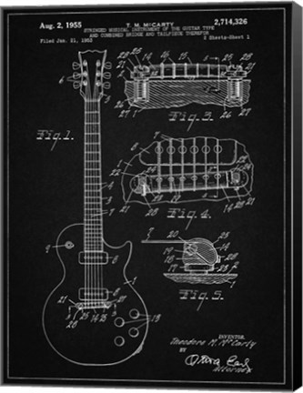 Framed Guitar &amp; Combined Bridge &amp; Tailpiece Therefor Patent - Vintage Black Print