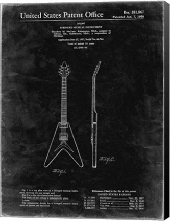 Framed Stringed Musical Instrument Patent - Black Grunge Print