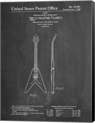 Framed Stringed Musical Instrument Patent - Chalkboard Print
