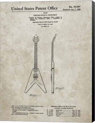 Framed Stringed Musical Instrument Patent - Sandstone Print