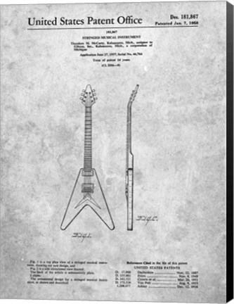 Framed Stringed Musical Instrument Patent - Slate Print