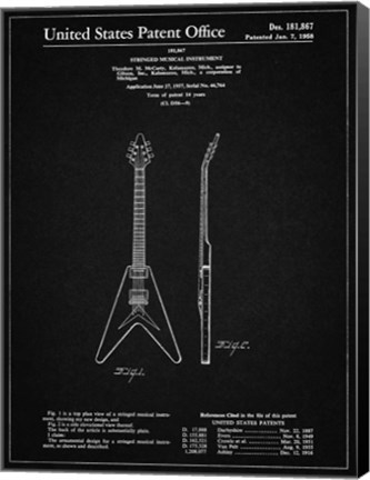 Framed Stringed Musical Instrument Patent - Vintage Black Print