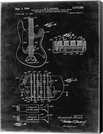 Framed Electric Guitar Patent - Black Grunge Print