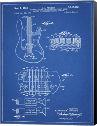 Framed Electric Guitar Patent - Blueprint Print