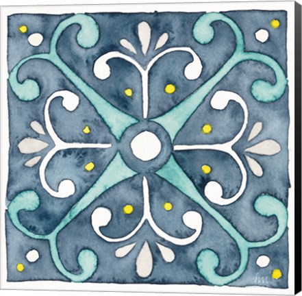 Framed Garden Getaway Tile III Blue Print