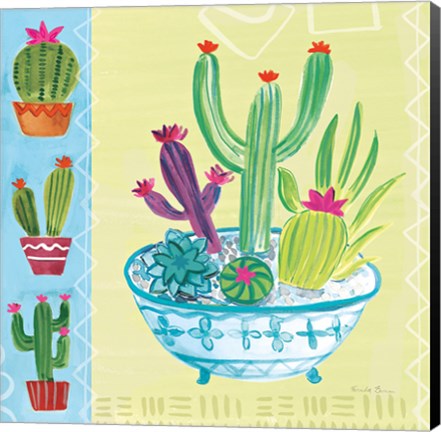 Framed Cacti Garden III no Birds and Butterflies Print