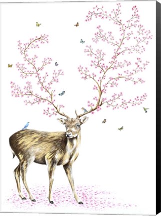 Framed Cherry Blossom Deer Print