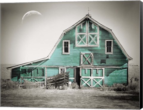 Framed Teal Green Luna Barn Print