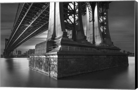 Framed Manhatan Bridge Column Bw Flat Print