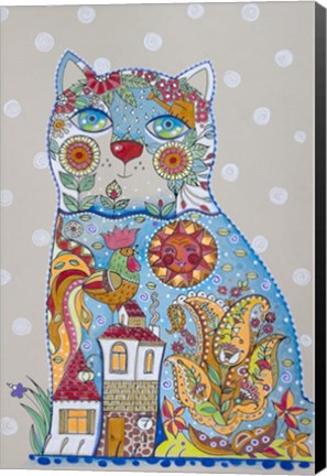 Framed Cat And Cock 3 Print