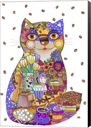 Framed Coffee Cat 3 Print