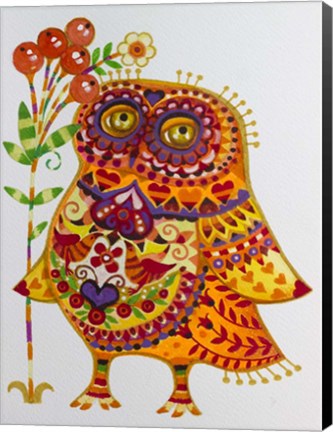 Framed Decorated Owl Print