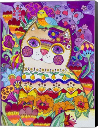 Framed Flower Cat 2 Print