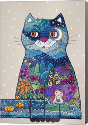 Framed Night Cat 3 Print