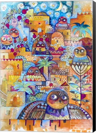 Framed Jerusalem Owls 2 Print