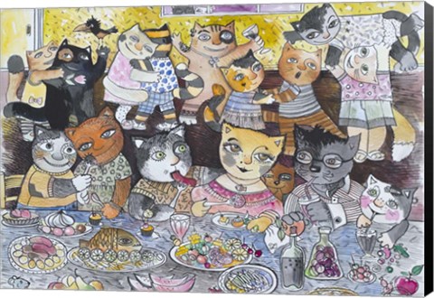 Framed Cat Party Print