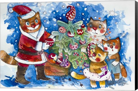 Framed Christmas Cats Print