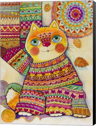 Framed Cat Wearing a Jumper 2 Print