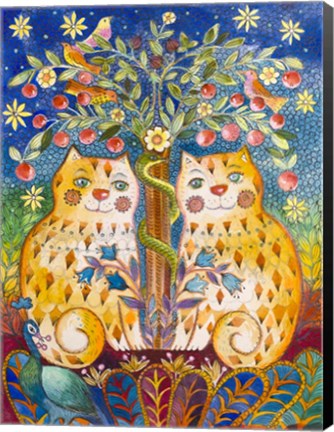 Framed Catsin the Garden of Eden Print