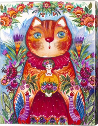Framed Folk Red 2 Print