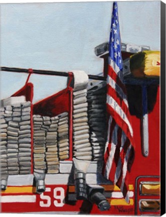 Framed Engine 59 American Flag Print