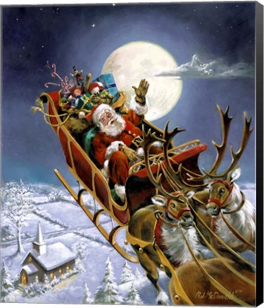 Framed Santas Big Night Print