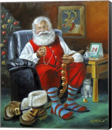 Framed Santa In Chair Print