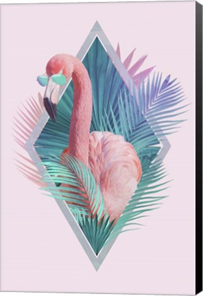 Framed Tropical Leaves &amp; Flamingo Print