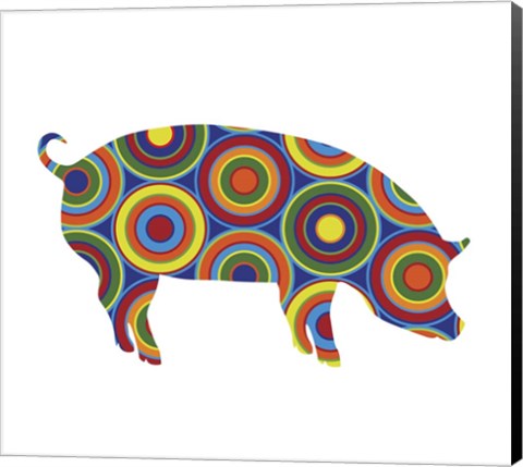 Framed Pig Abstract Circles Print