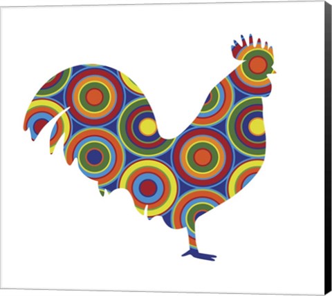 Framed Rooster Abstract Circles Print