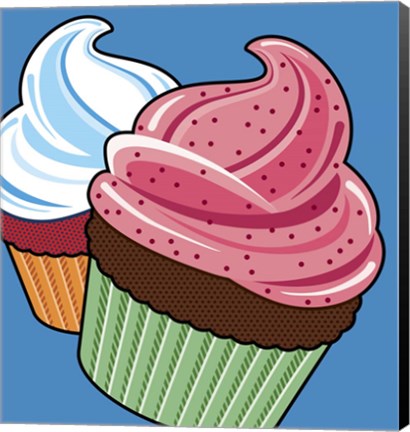 Framed Cupcakes On Blue Print