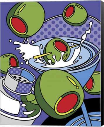 Framed Martini Flying Olives Print
