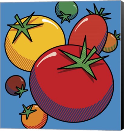 Framed Various Tomatoes On Blue Print