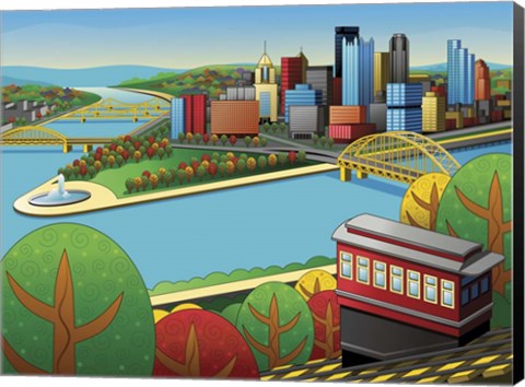 Framed Pittsburgh Incline Autumn Print