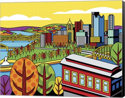 Framed Pittsburgh Incline Autumn Pop Print