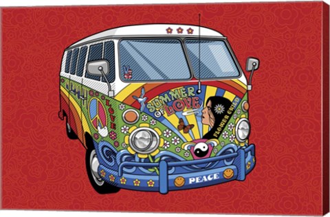 Framed Sixties VW Hippy Van Print