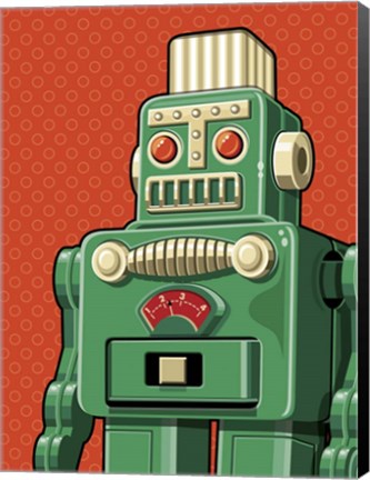 Framed Vintage Green Robot Print